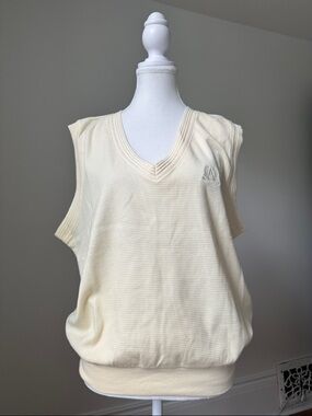 ARROW AMERICA'S GOLF Cream Waffle Knit Vneck Sporty Sweater Vest Size Large